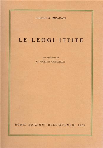 Le leggi Ittite - Fiorella Imparati - copertina