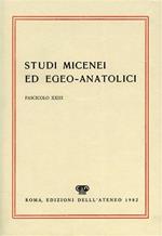 Studi Micenei ed Egeo - anatolici. Fasc. XXIII. Indici articoli:-P.S.De Jesu