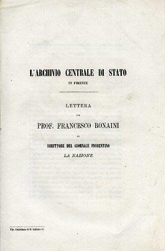 Lettera del Prof. Francesco Bonaini al Direttore del giornale