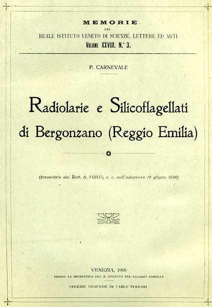 Radiolarie e Silicoflagellati di Bergonzano. ( Reggio Emilia ) - P. Carnevale - copertina