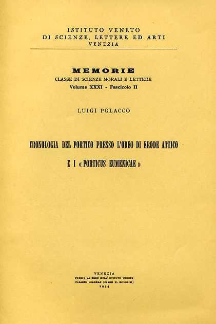 Cronologia del Portico presso l'Odeo di Erode Attico e i "Porticus Eumenicae" - Luigi Polacco - copertina