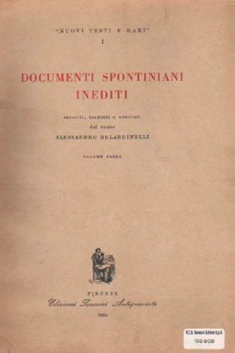 Documenti Spontiniani inediti - Alessandro Belardinelli - 2