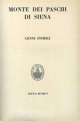 Monte dei Paschi di Siena. Cenni storici - copertina