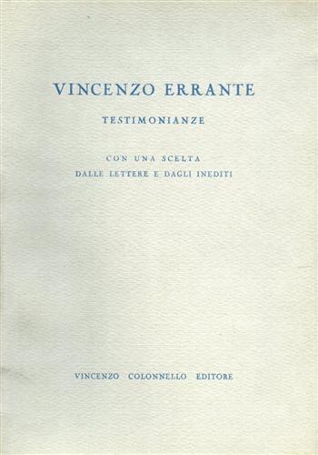Testimonianze - Vincenzo Errante - copertina