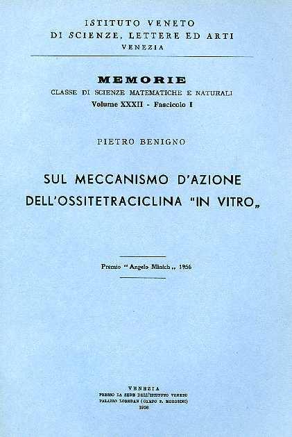 Sul meccanismo d'azione dell'ossitetraciclina "in vitro" - Pietro Benigno - copertina