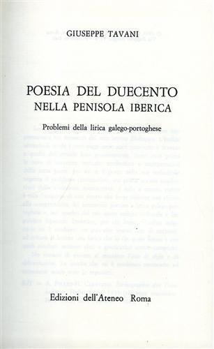 Poesia del Duecento nella Penisola iberica. Problemi della lirica galego - portoghese - Giuseppe Tavani - copertina