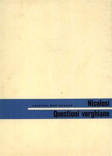 Questioni verghiane - Francesco Nicolosi - copertina