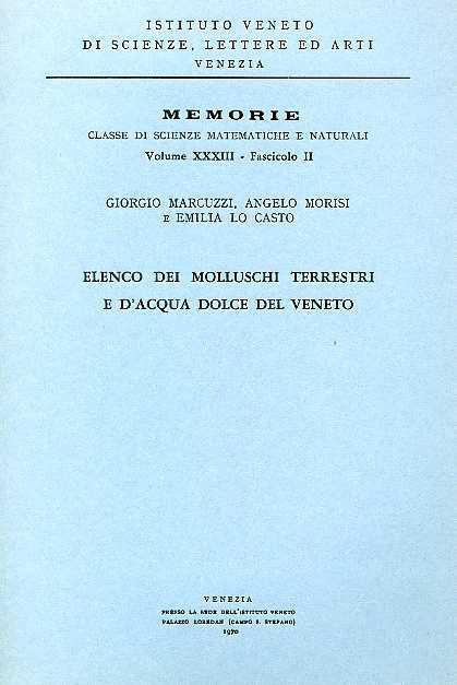 Elenco dei molluschi terrestri e d'acqua dolce del Veneto - Giorgio Marcuzzi - copertina