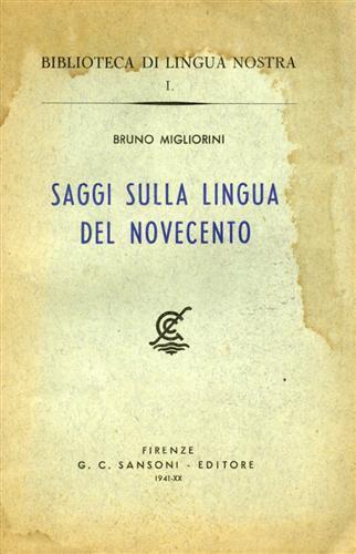 Saggi sulla lingua del Novecento - Bruno Migliorini - copertina