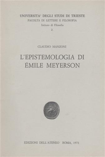 L' epistemologia di Emile Meyerson - Claudio Manzoni - copertina