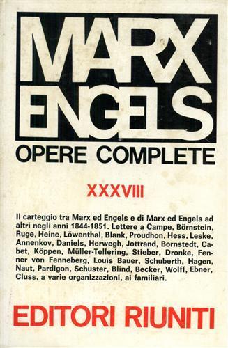 Opere XXXVIII: Lettere 1844 - 1851 - Karl Marx - copertina