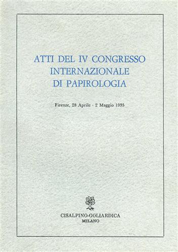 Atti del IV Congresso Internazionale di Papirologia - copertina