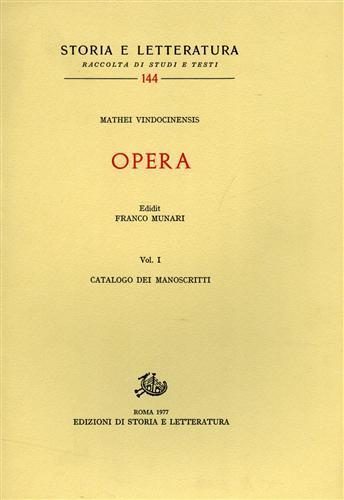 Opera. Milo. Epistule. Tobias - Matteo di Vendôme - copertina
