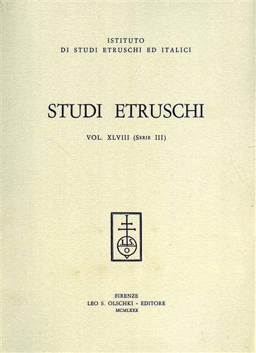 Studi Etruschi. vol. XLVIII ( Serie III ). 1980. Dall'indice: M.R.Fariello,Un g - copertina