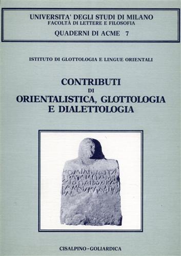 Contributi di orientalistica, glottologia e dialettologia - copertina