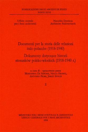 Documenti per la storia delle relazioni italo. polacche ( 1918. 1940 ) - copertina