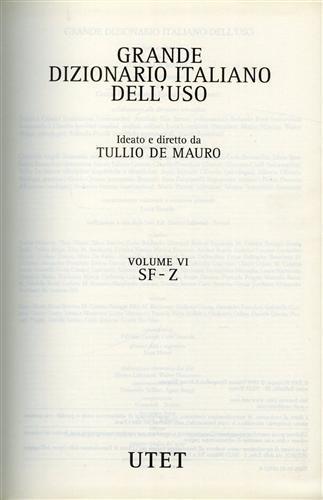 Grande Dizionario Italiano dell'uso. vol. VI: SF - Z. +CD - Rom - Tullio De Mauro - copertina