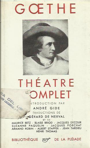 Théatre Complet - Johann Wolfgang Goethe - copertina