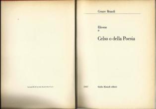 Celso o della poesia Elicona II - Cesare Brandi - copertina