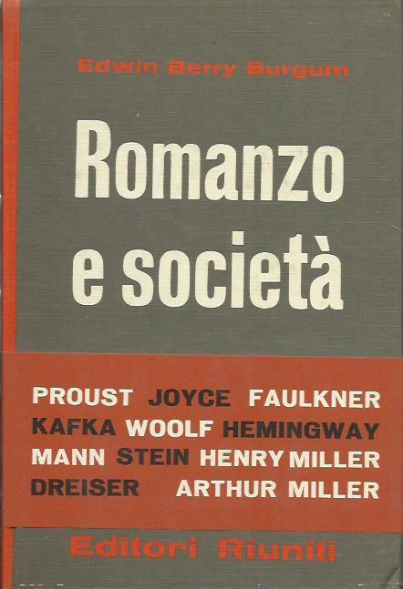 Romanzo E Società - Edwin Berry Burgum - copertina