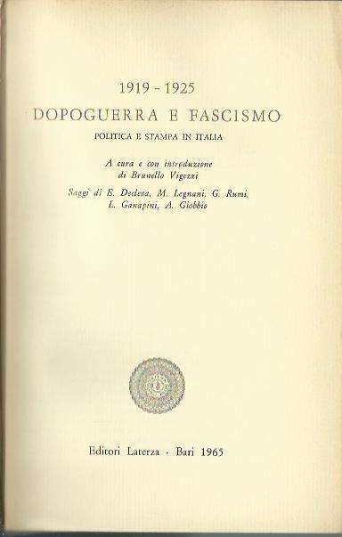 1919-1925 Dopoguerra e Fascismo - copertina