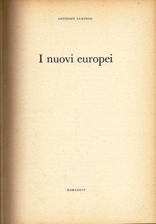 I nuovi europei - Anthony Sampson - copertina