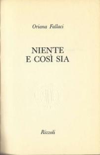 Niente e cosi sia - Oriana Fallaci - copertina