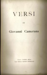 Versi - Giovanni Camerana - copertina