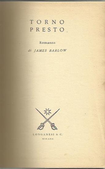 Torno presto - James Barlow - copertina