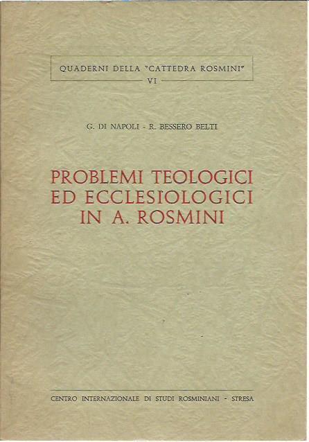 Problemi teologici ed ecclesiologici in A. Rosmini - Giovanni Di Napoli - copertina