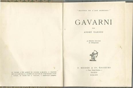 Gavarni - "Maitres De L'Art Moderne" - Andre Warnod - copertina