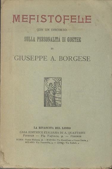 Mefistofele. con un discorso sulla personalità di Goethe - Giuseppe A. Borgese - copertina