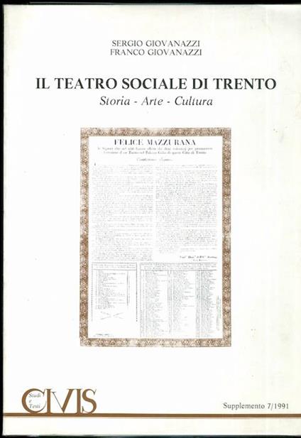 Il Teatro sociale di Trento: storia, arte, cultura - Sergio Giovanazzi - copertina