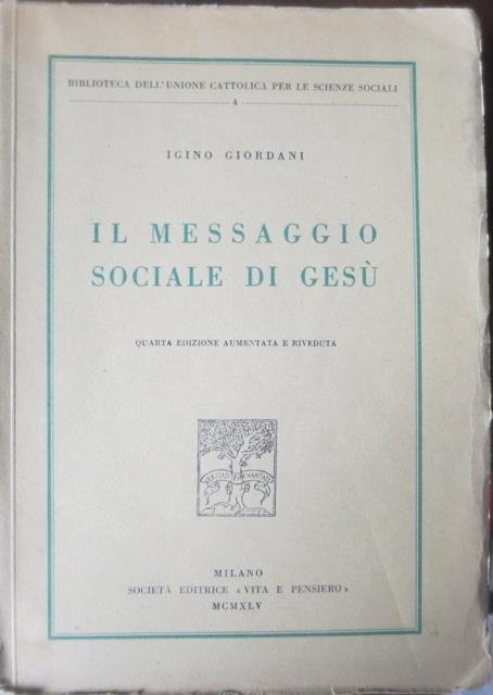 Il messaggio sociale di Gesù - Igino Giordani - copertina