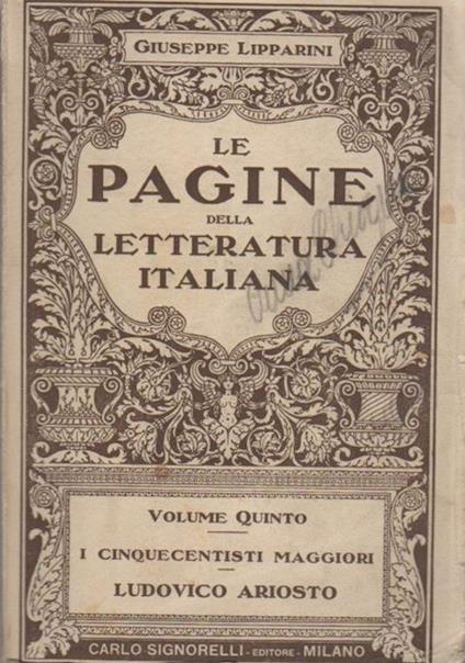 I cinquecentisti maggiori: Ludovico Ariosto - Giuseppe Lipparini - copertina