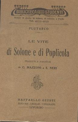 Le vite di Solone e di Poplicola - Plutarco - copertina