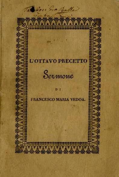 L' ottavo precetto: sermone - Francesco Maria Vedoa - copertina