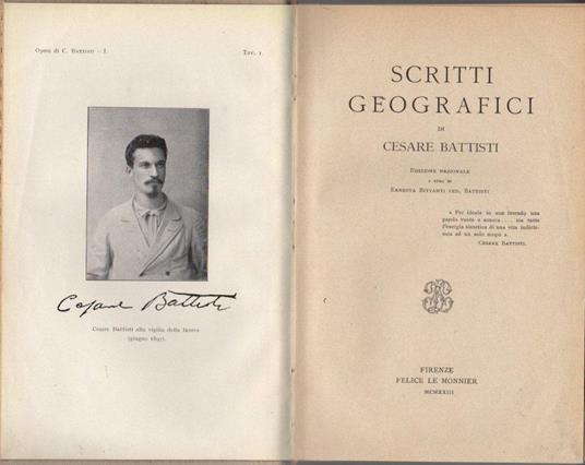 Scritti geografici - Cesare Battisti - copertina