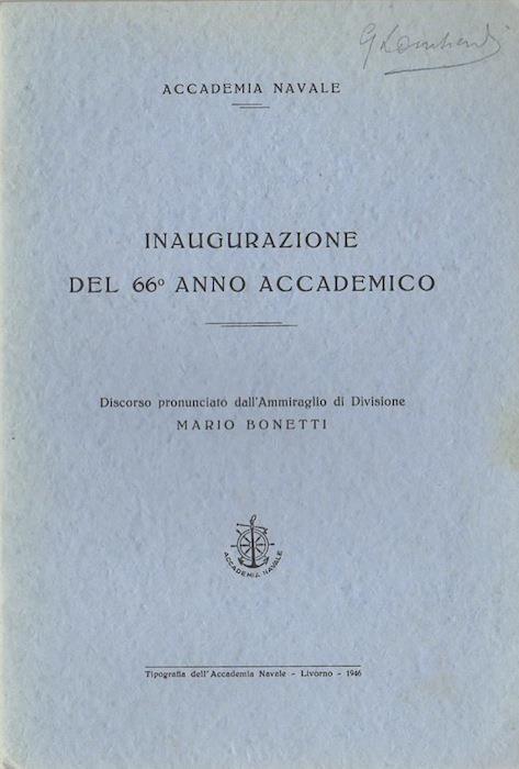 Inaugurazione del 66° anno accademico - Mario Bonetti - copertina