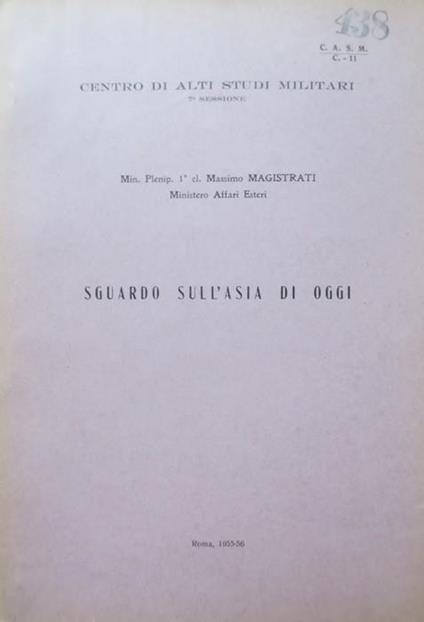 Sguardo sull’Asia di oggi - Massimo Magistrati - copertina