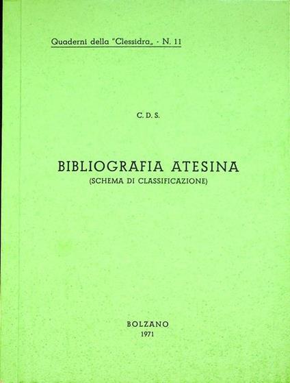 Bibliografia atesina: schema di classificazione - copertina