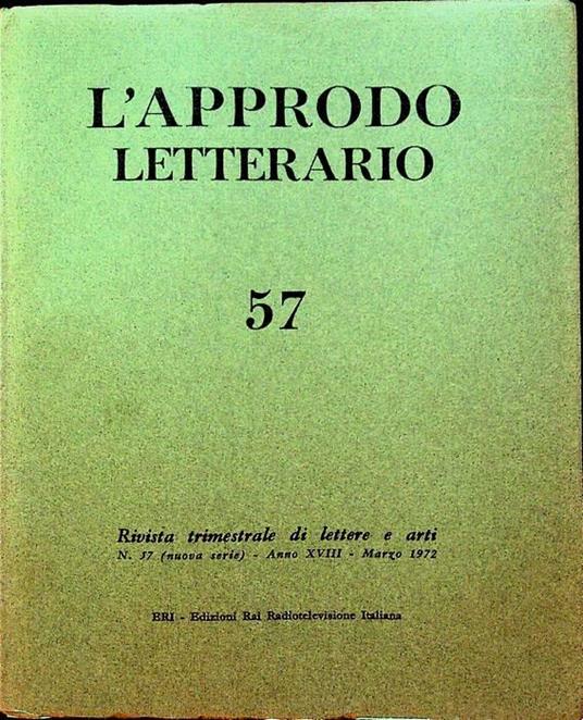 L’approdo letterario: rivista trimestrale di lettere e arti: N. 57 (nuova serie) - A. XVIII - marzo 1972 - copertina