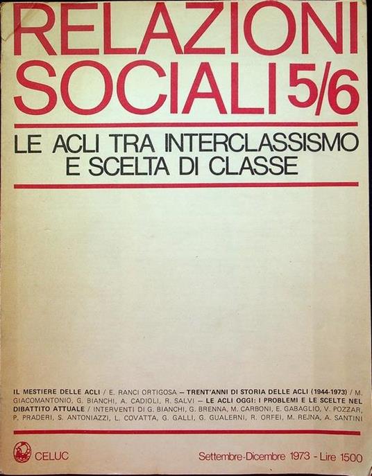 Le ACLI tra interclassismo e scelta di classe - copertina