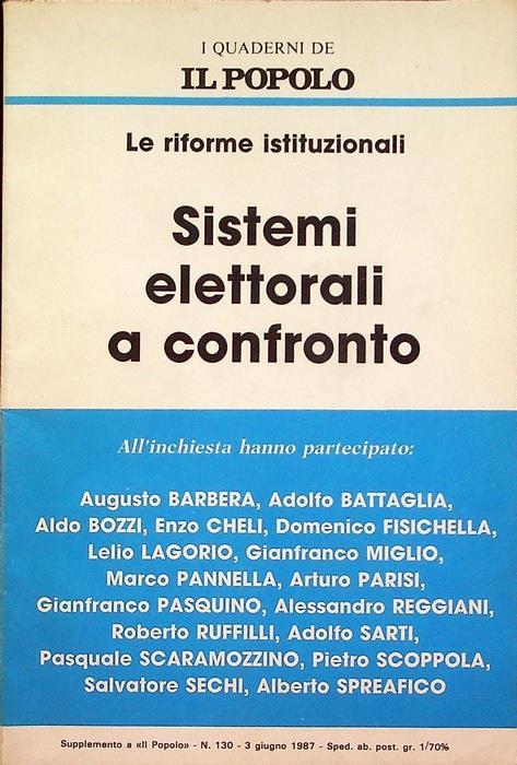 Sistemi elettorali a confronto: le riforme istituzionali - Carlo Albertini - copertina