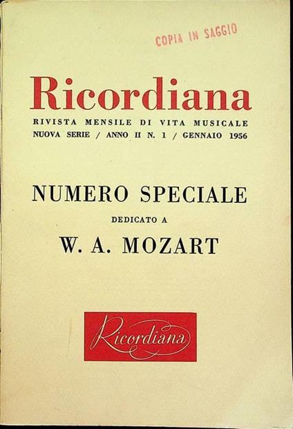 Numero speciale dedicato a W. A. Mozart - Massimo Mila - copertina