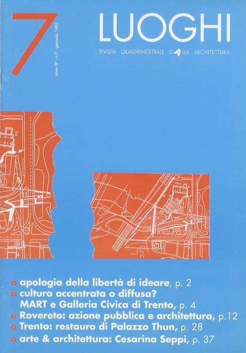 Luoghi: rivista quadrimestrale dAlla architettura. Anno III, n. 7, gennaio 1997 - copertina