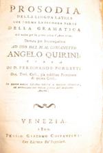 Prosodia della lingua latina che forma la seconda parte della gramatica