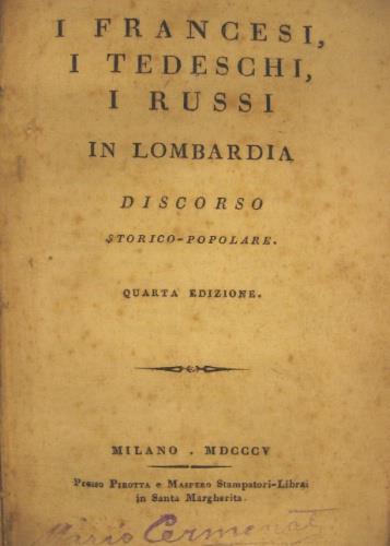 I francesi, i tedeschi, i russi in Lombardia - Melchior Gioja - copertina