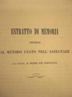 Estratto di memoria intorno al metodo usato nell'assegnare la causa ai morbi più perniciosi