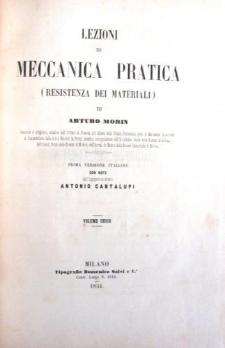 Lezioni di meccanica pratica (resistenza dei materiali) - Arthur Jules Morin - copertina